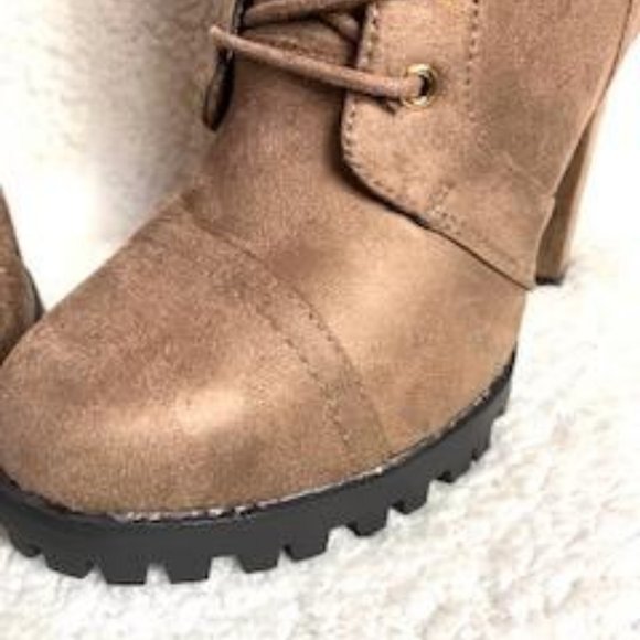 Suede Lace-Up Block Heel Bootie - Picture 7 of 9